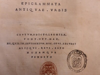 Obra del mes. Abril 2022. Epigrammata antiquae vrbis. Roma, 1521